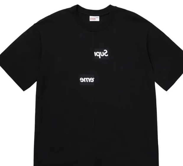 18FW black splicing and misaligned short white T-shirt S-XL and sleeved disassembly 0704